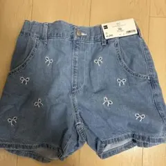 GU デニム ハーフパンツ 150 エンブロイダリーショーツ