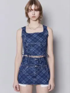 S*K様 新品 Maison special チェックホルターペプラムシアートッ 