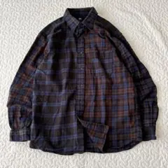 ユニクロ ネルシャツ M チェック柄 ネイビー ブラウン 長袖 メンズ