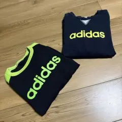 adidas ネイビー&ライムグリーン トレーナー2点セット