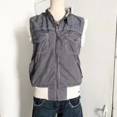 DIESEL ディーゼル ナイロンベスト ボーダーストライプ バック刺繍 y2k