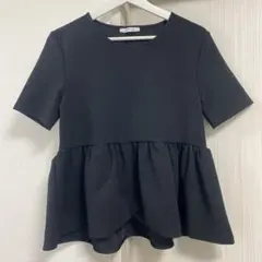 ZARA ザラ 黒 半袖 カットソー ブラック ペプラムトップス ペプラム