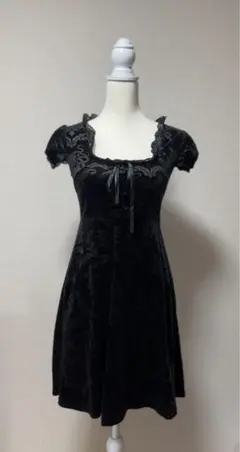 ブラック ベルベット ワンピース ゴシック ロリータ y2k Aライン