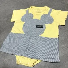 BREEZE ミッキー ロンパース風ワンピース 70サイズ 黄色 ストライプ