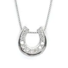 プラチナ】PT850ダイヤネックレス0.06ct ホースシュ40cm刻印入り 