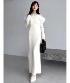 dazzlin オフショルファードッキングニットワンピース