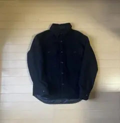 ネイビー ボタンアップシャツ ウール混紡