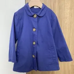 コットン 丸襟付きジャケット 青