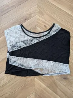 Y2K レース切り替え クロップドTシャツ 個性派のサムネイル
