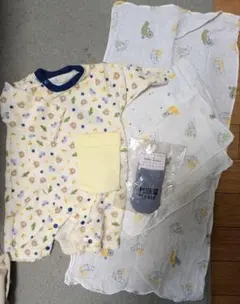 クマと星柄ロンパース 長めのガーゼ靴下帽子 まとめ売り マタニティ ベビー