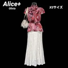 美品【“花柄”シフォン／フリル＆リボン】アリスアンドオリビア／シャツ