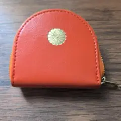皇居財布 新品 未使用 レザーコインケース 本革 馬蹄型 オレンジ