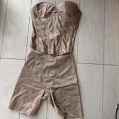 ベージュ コルセット ショーツセット