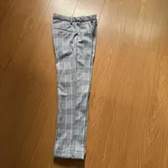 グレー系チェック スリムフィットパンツ