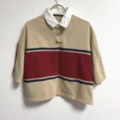 ✨良品✨ イング M ポロシャツ 配色 ラガーシャツ クロップド丈 ゆったり