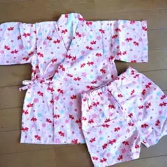 甚平　上下セット　100 ピンク、金魚柄