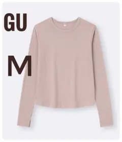 GU ジーユー ソフトリブ クルーネック T 長袖 レディース ピンク M