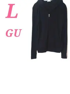 GU ジップアップパーカー ブラック Lサイズ　フーディー　薄手　カジュアルのサムネイル