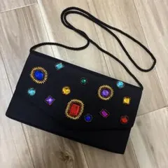 【美品・未使用】カラーストーン ビジュー パーティーバッグ 2WAYのサムネイル