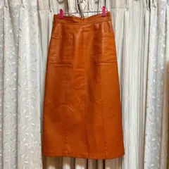MOUSSY フェイクレザー タイトスカート オレンジ