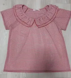 grove レディース　フリル襟 ボーダーTシャツ レッドのサムネイル