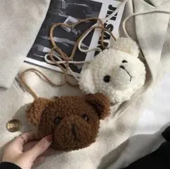 くま型 ショルダーバッグ ポシェット ぬいぐるみ ホワイト NE0133Y