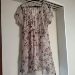 花柄フリルチュニック 半袖 フリーサイズ