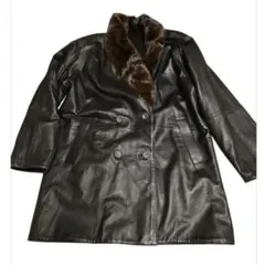 ヴィンテージブラックレザージャケット ファー付きリバーシブルミンク