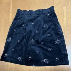 Heather 刺繍ベロアスカート キュロット Sサイズ 黒