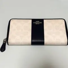 COACH 長財布 ホワイト ネイビー チョーク×ミッドナイト - メルカリ