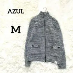 【アズール】カーディガン　M　グレー　ミックス　カジュアル　ニット　アウター