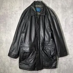 牛革 カウレザー カーコート 黒 本革 オールブラック 肩パッドなし