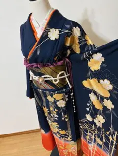 振袖 成人式 紺色銀綺麗