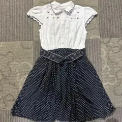 メゾピアノ ジュニア ワンピース スカート 半袖 ドッキング 160