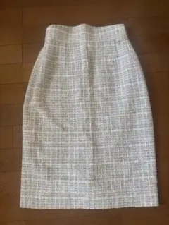 ▲美品 CHANEL/シャネル ツイード タイトスカート チェック Wファスナー シャネル ジャケット スーツ CHANEL レッド ネイビー コットン シルク