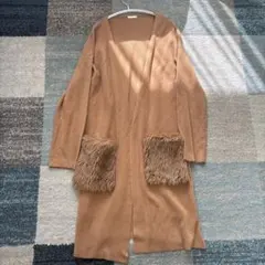 GU ニットロングカーディガン(ポケット付き)取り外し可能