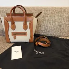 CELINE セリーヌ ラゲージナノ タンホワイト キャンバス コンビのサムネイル