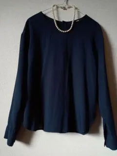 最終価格 ネイビー シンプルなブラウス サイズS