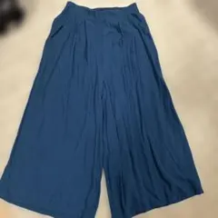 ネイビー プリーツ入り ガウチョパンツ