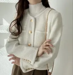 Ada.ツイードライク　金ボタンジャケット m