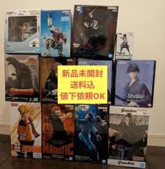 【新品未開封】フィギュアセット（ガンダム、ゴジラ、ナルトなど）