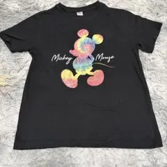 ディズニー ミッキー タイダイ Tシャツ 黒 M ロゴ コットン100％のサムネイル