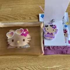 ハローキティ日焼けフラットポーチ ラバーストラップ