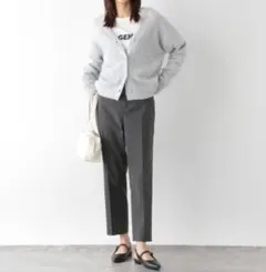 【新品】グローバルワーク　スゴラクストレッチスリムストレートパンツ　グレー　S