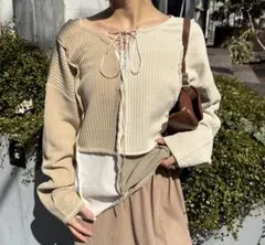 kastane 前後2WAY リブパッチワークカットソー アイボリー