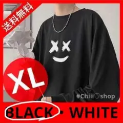赤字値下　F34［XL　ブラック］ロンT 長袖 グラフィティ 男女兼用 メンズ