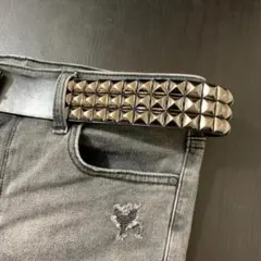 スタッズベルト 厚鋲 ピラミッド y2kパンク ガンメタ ブラック