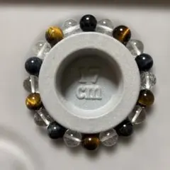 タイガーアイ 水晶 ビーズブレスレット 17cm