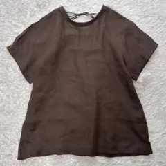 トゥモローランドcollectionリネン100%ブラウス ブラウン リボンのサムネイル