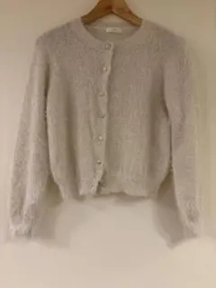 ラメ入り ニットカーディガン パールボタン